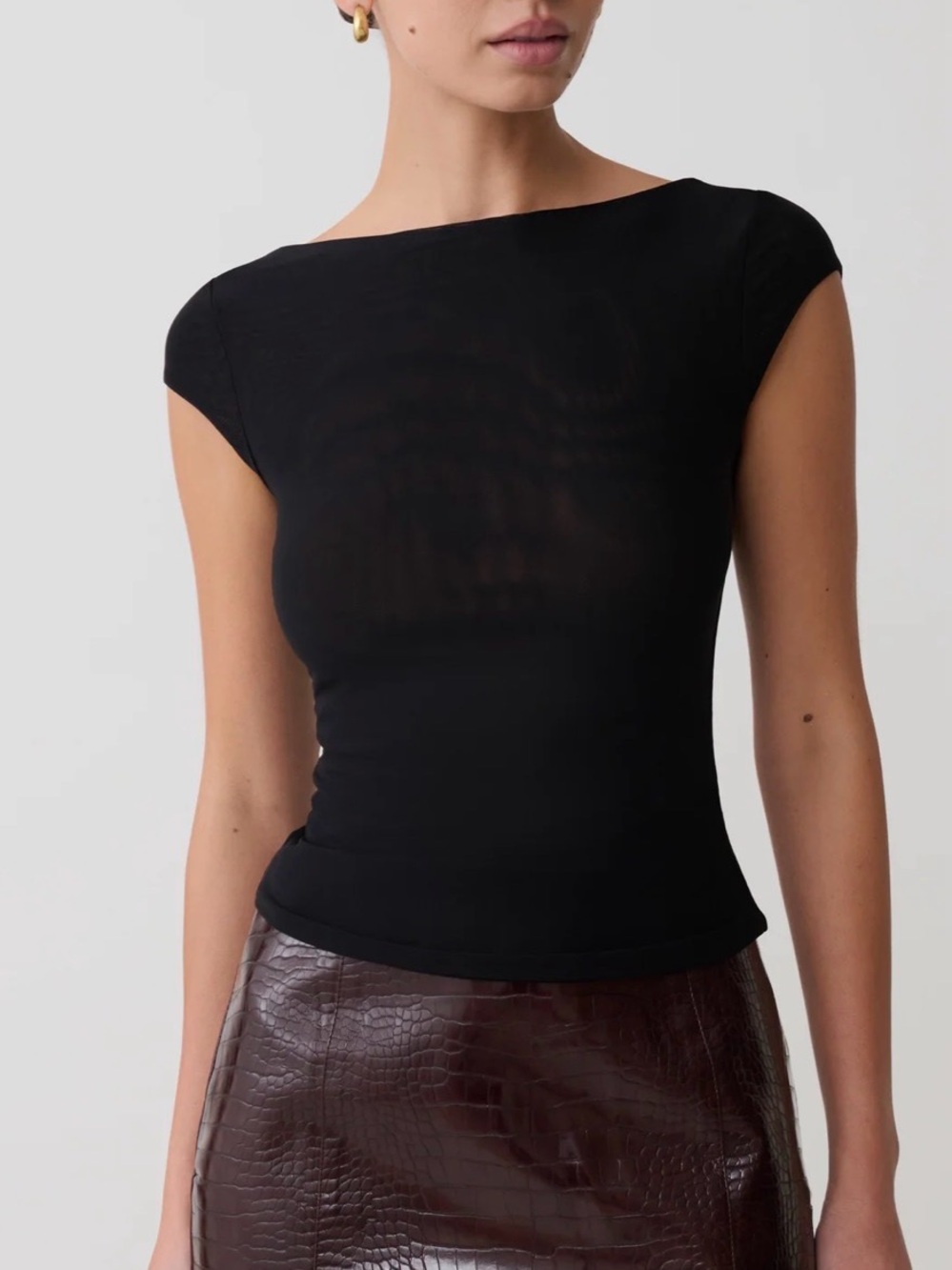 Meshki Romana Short Sleeve Mesh Top in Black